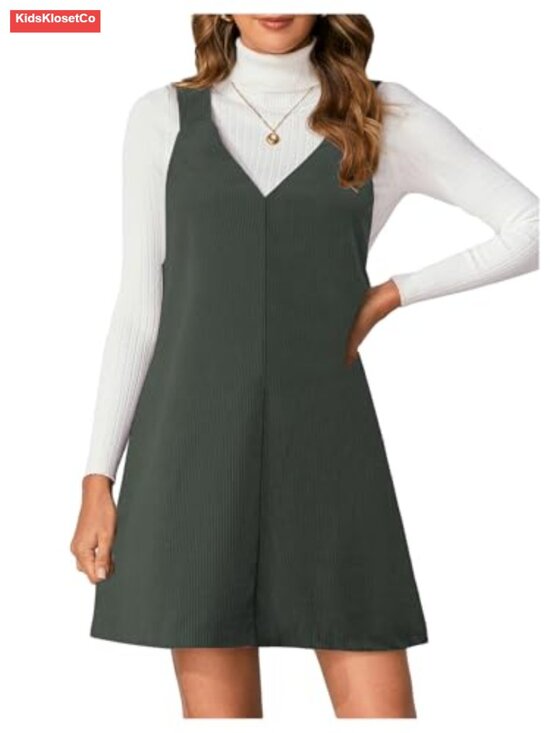 Dresses & Skirts - Milumia Women's Corduroy Overall Dress V Neck Pinafore Jumper